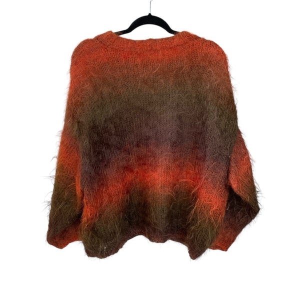 HANDMADE Vibrant Mohair Women's Oversized Sweater Rust Brown Green XL / XXL - Picture 4 of 9